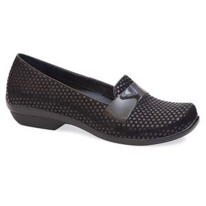 DANSKO Oksana Black Leather Polka Dot Flat Size 41